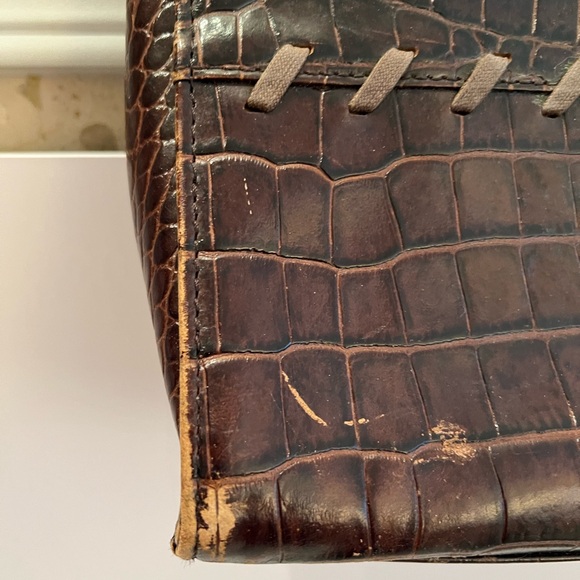 Yves Saint Laurent Vintage Rare Crock Embossed Handbag - Picture 3 of 15